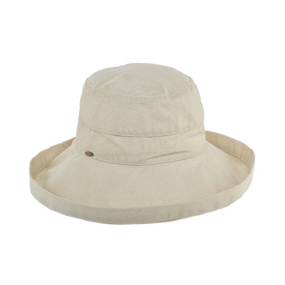 Scala Women's Big Brim Cotton Sun Hat In Oatmeal