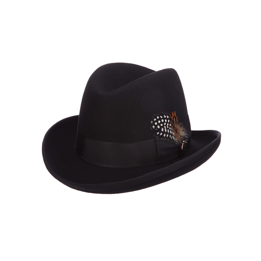 Stacy Adams Men's Wool Felt Homburg Hat - Black - M (Medium)