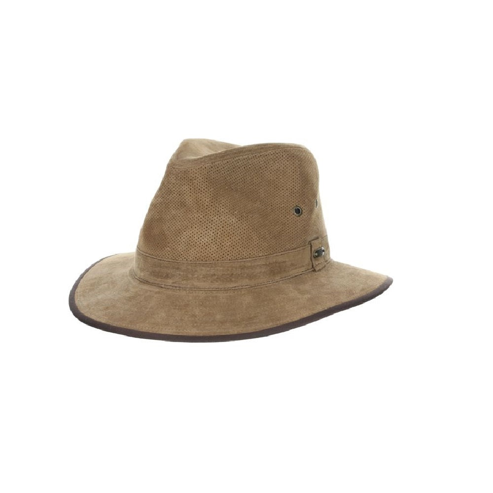 Stetson Men's Chelan Suede Leather Safari Fedora Hat (Tan, Medium)