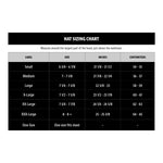 Hat sizing chart with measurements in inches and centimeters