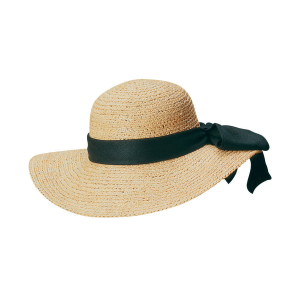 The Scala Collection Wide Brim Straw Hat With Straw Bow 57cm The Scala Collection Wide Brim Straw Sun Hat Black Band/Bow  main image 3