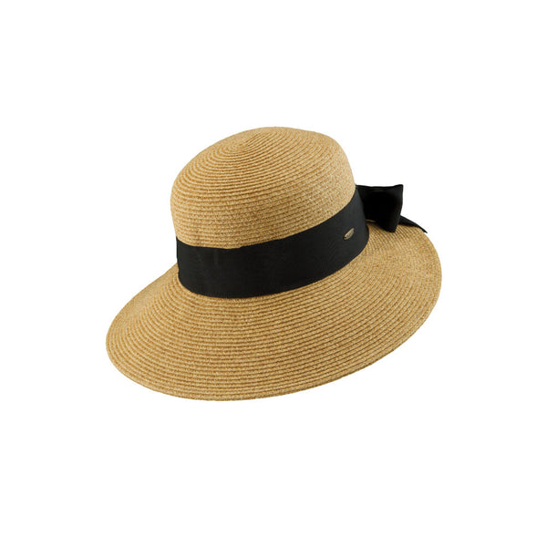 NWOT SCALA Wide Brim Toyo Straw Sun Hat - Facesaver Style Travel, Packable Beach PB 5-Inch Brim Toyo Straw Sun Hat – Village Hat Shop main image 4