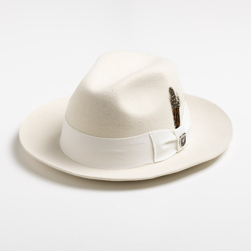 Stacy Adams Men's Cannery Row Wool Fedora Hat - Ivory - Size: Medium