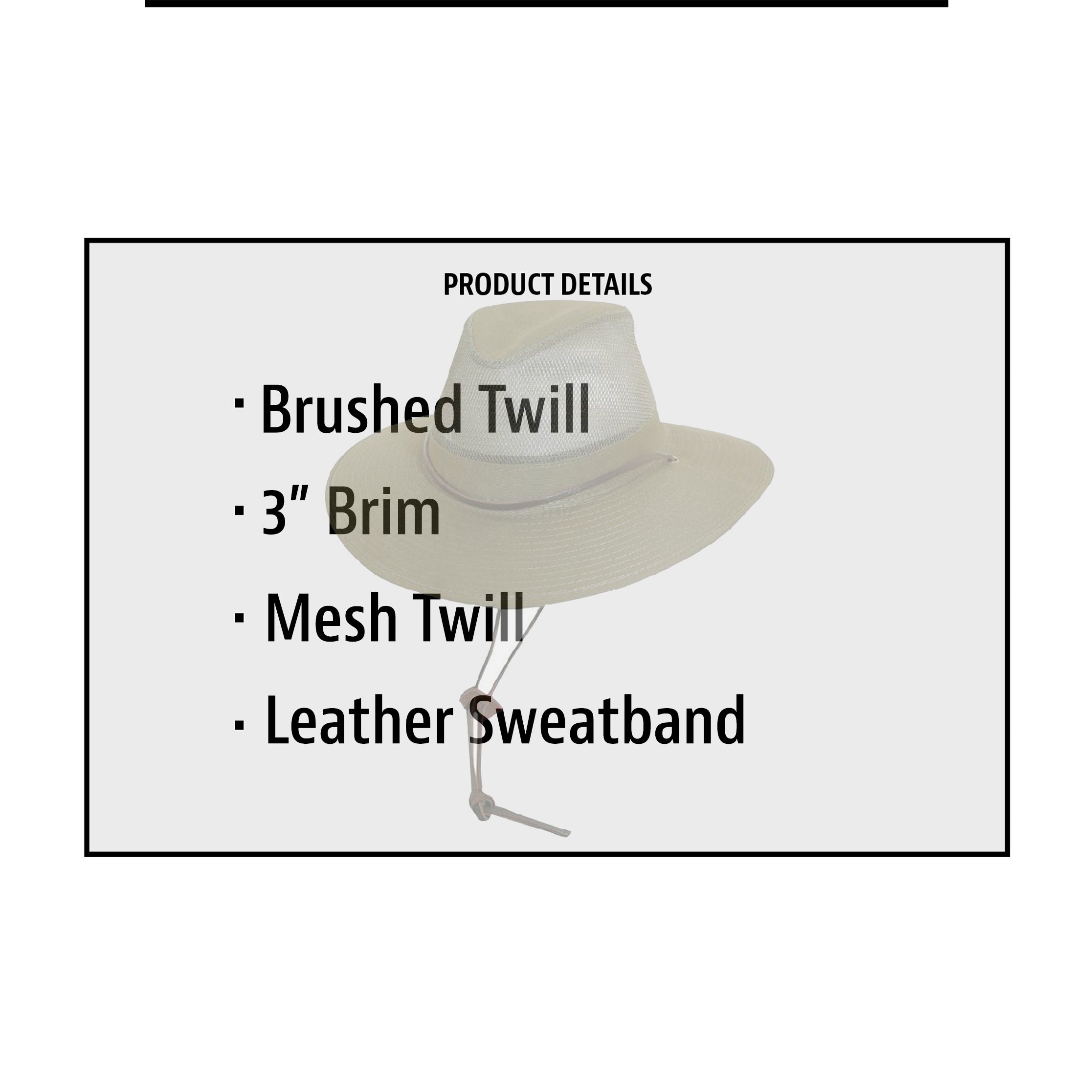 Dorfman Pacific Cotton Twill Mesh Safari Hat Brushed Cotton Chin Strap  Small